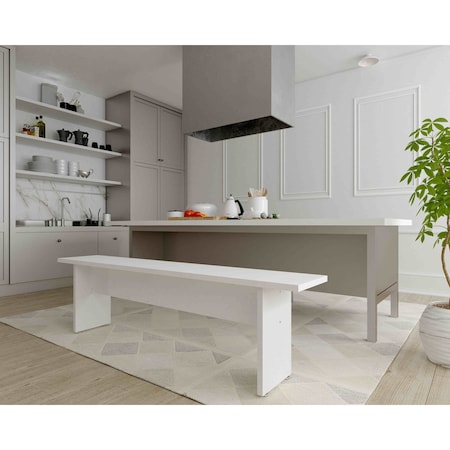 Manhattan Comfort Nomad 67.91 Modern Dining Bench in White 123GMC1